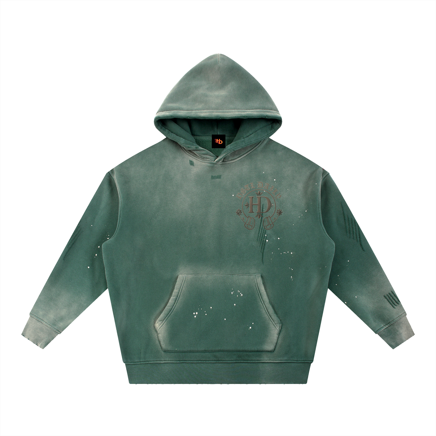 Men's Chrome HD Vintage Washed Frayed Fleece Hoodie