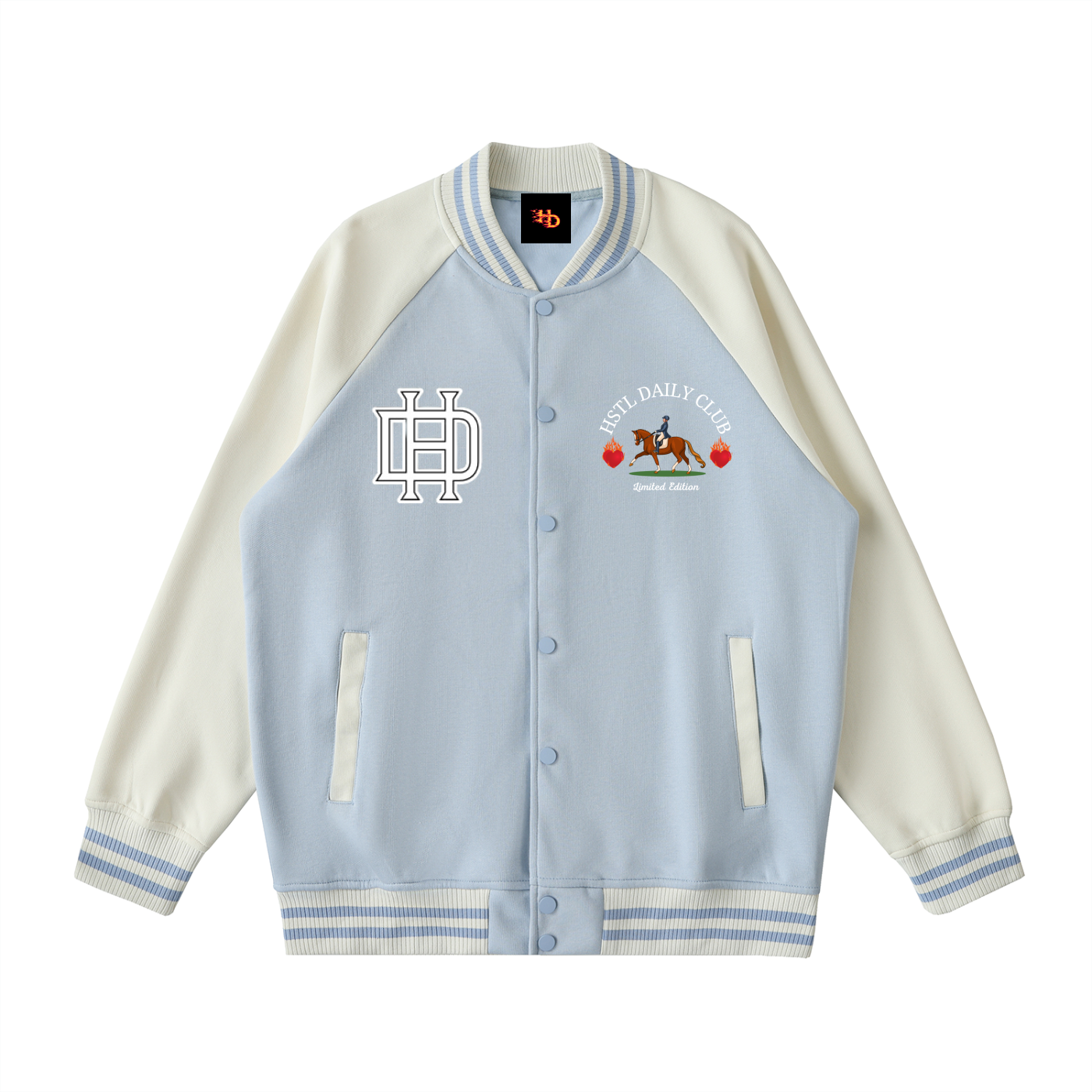 Two Tone Raglan Sleeve Varsity Jacket