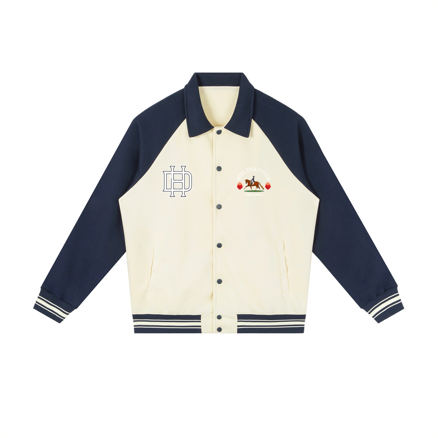 Contrast Raglan Sleeve Baseball Jacket