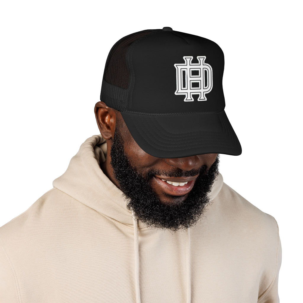 Monogram Foam Trucker Hat — Vintage Embroidered Patch Cap