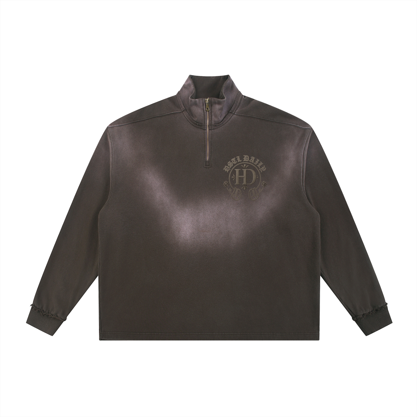 Sun Fade Raw Edge Quarter-Zip Sweatshirt