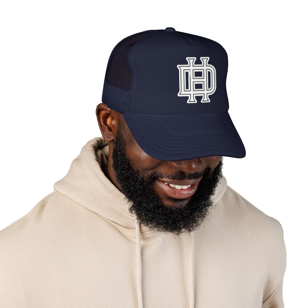 Monogram Foam Trucker Hat — Vintage Embroidered Patch Cap
