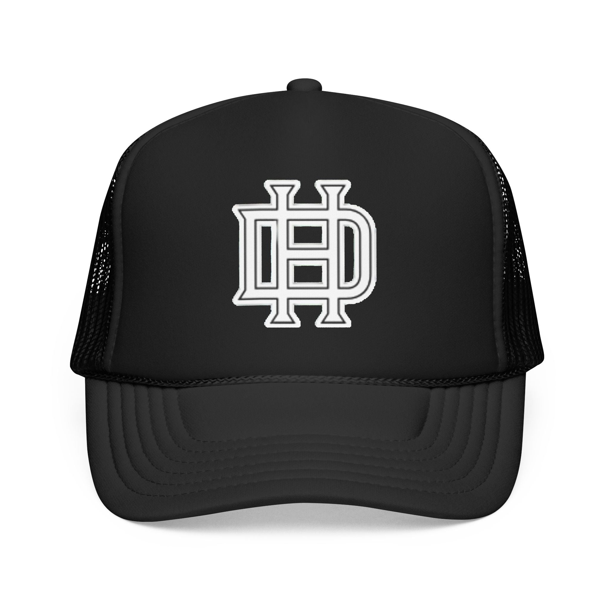 Monogram Foam Trucker Hat — Vintage Embroidered Patch Cap