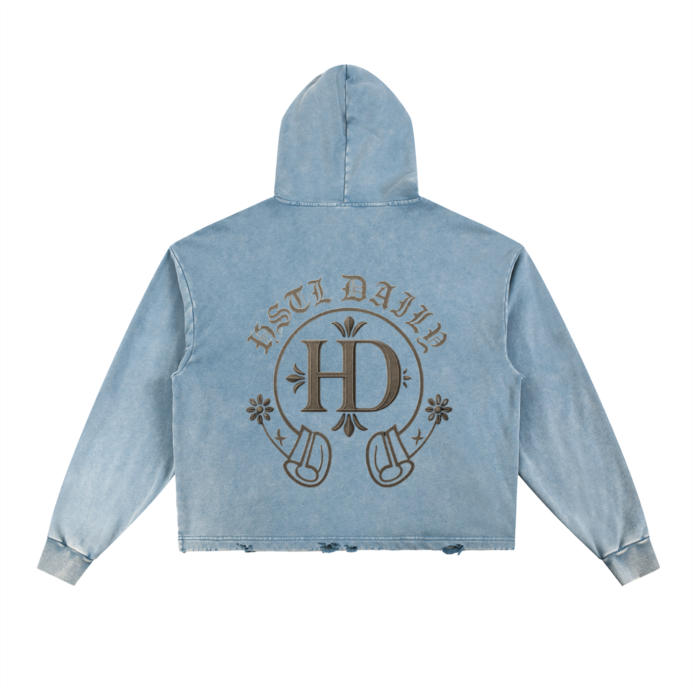 Vintage Washed Frayed-Hem Hoodie