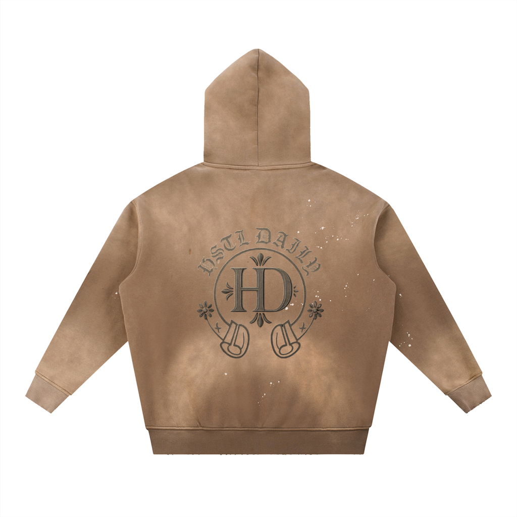 Men's Chrome HD Vintage Washed Frayed Fleece Hoodie