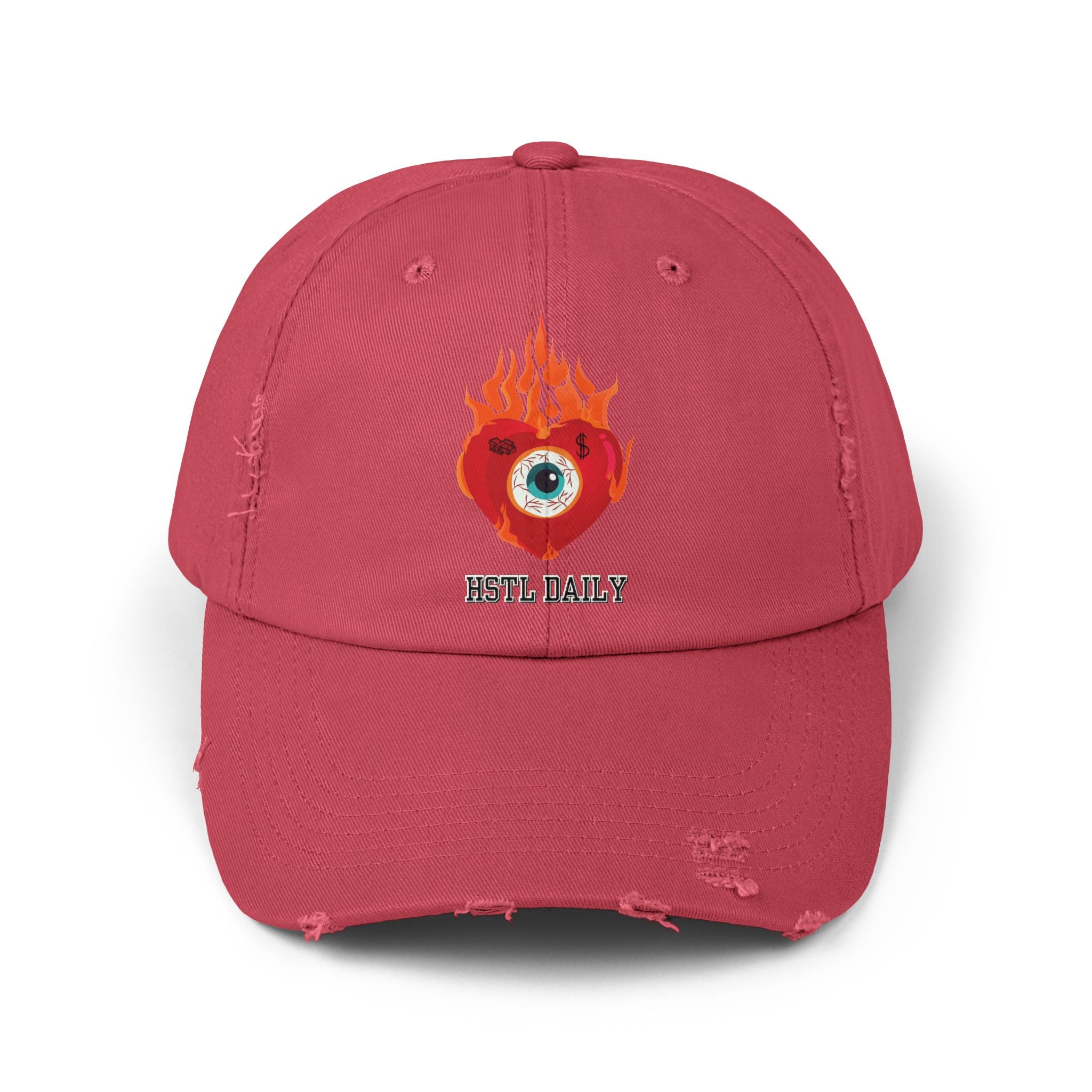 Heart on Fire Unisex Distressed Cap, Trendy Casual Hat, Gift for Him/Her, Festival Cap, Summer Accessory, Streetwear