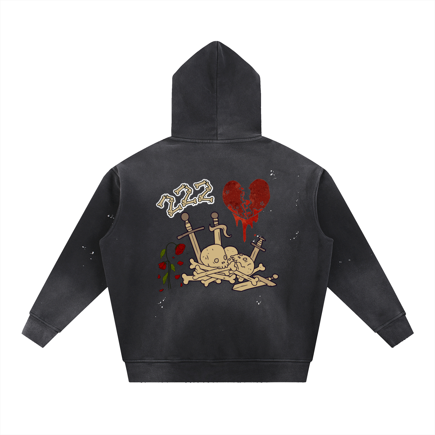 Vintage Washed Frayed Fleece Hoodie