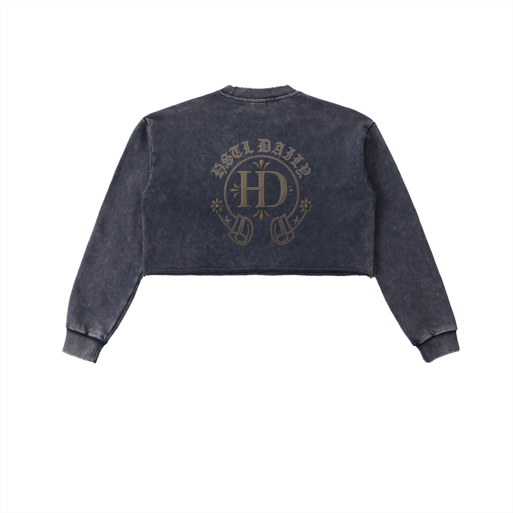 Women's Chrome HD Snow Washed Raw Edge Cropped Sweatshirt