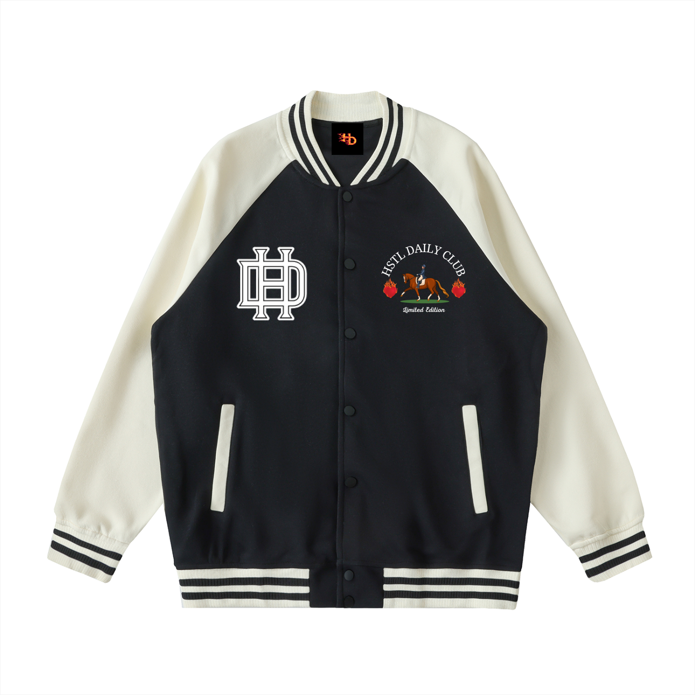 Two Tone Raglan Sleeve Varsity Jacket