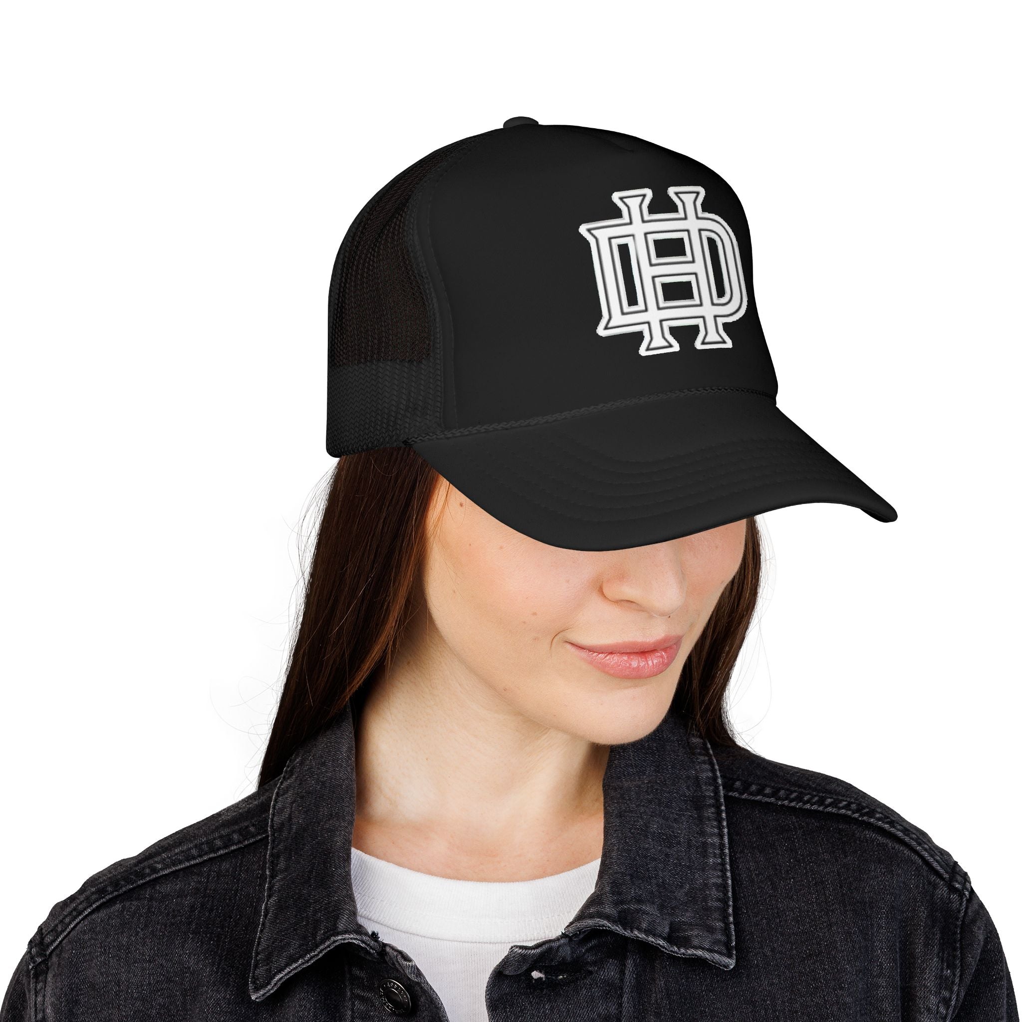 Monogram Foam Trucker Hat — Vintage Embroidered Patch Cap