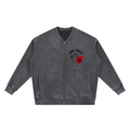 Vintage Washed Fleece Baseball Jacket