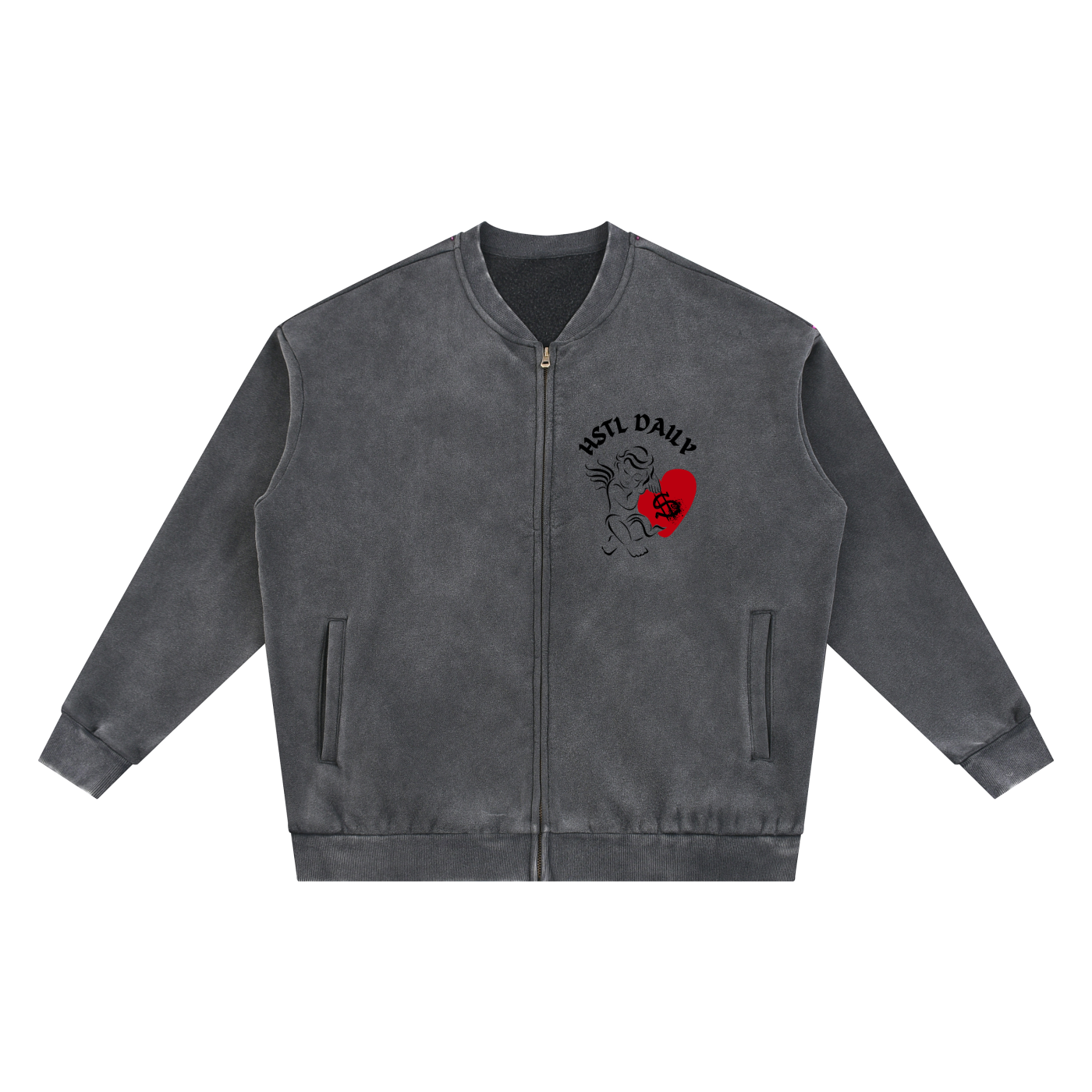 Vintage Washed Fleece Baseball Jacket