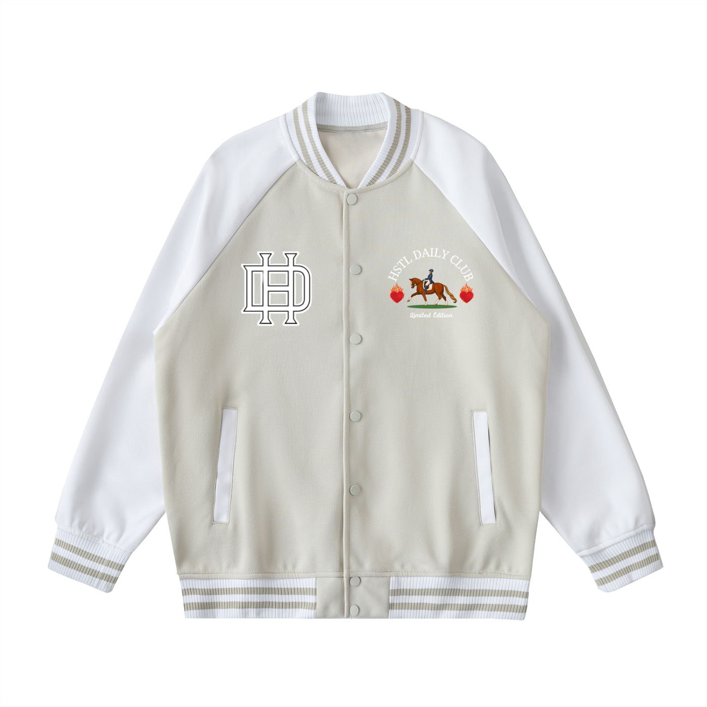 Two Tone Raglan Sleeve Varsity Jacket