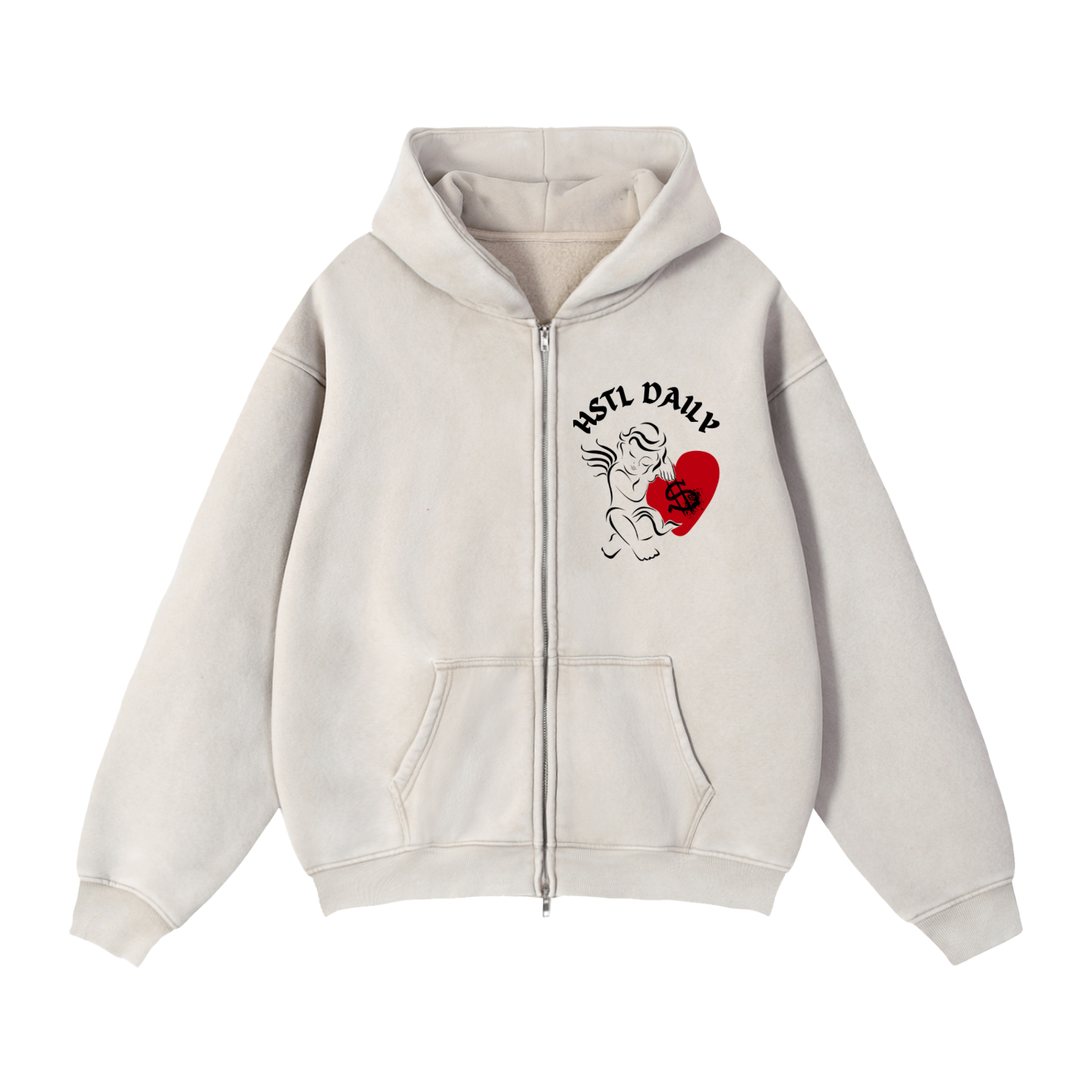 Zip-Through Boxy Fleece Hoodie