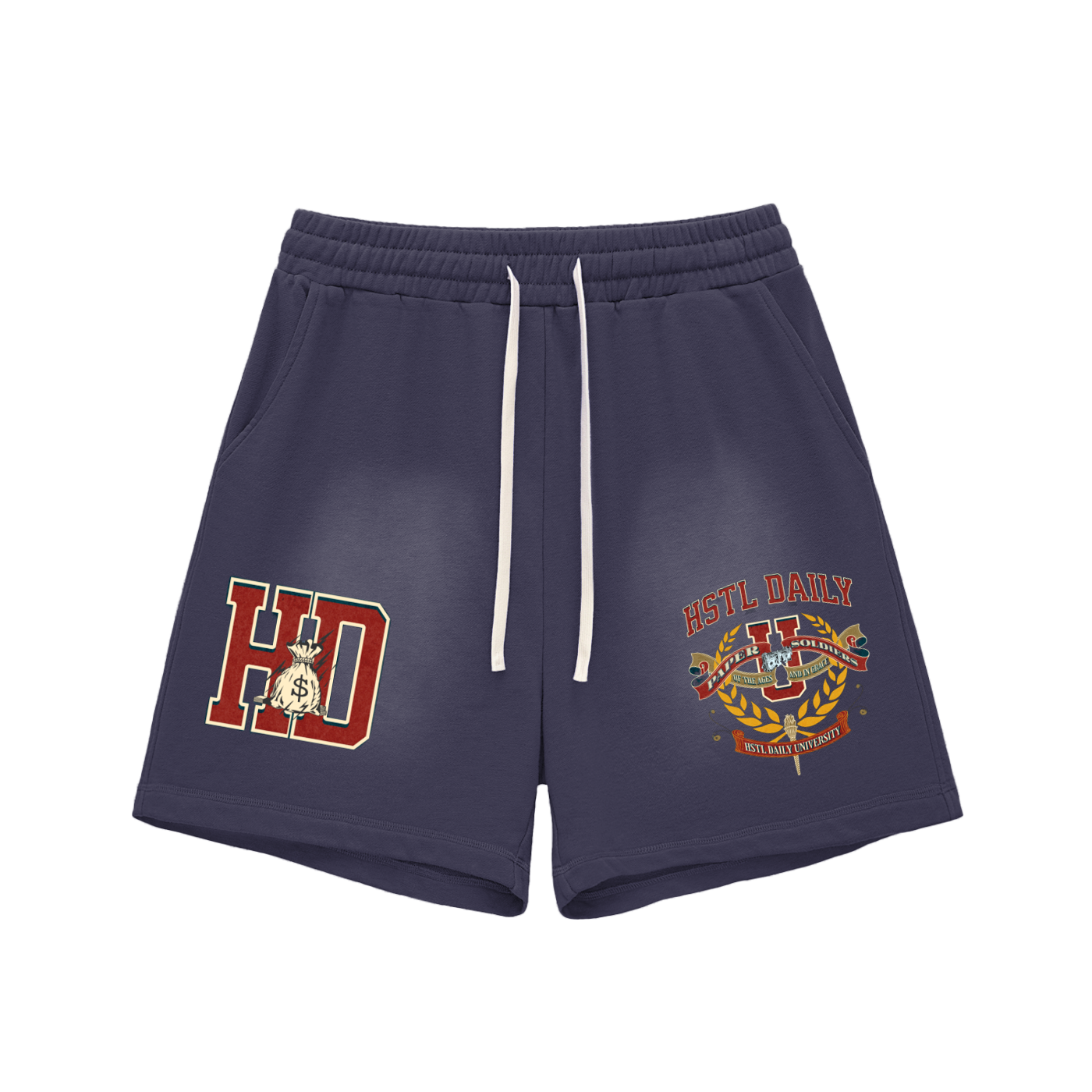 Sun Fade Raw Edge Cotton Shorts
