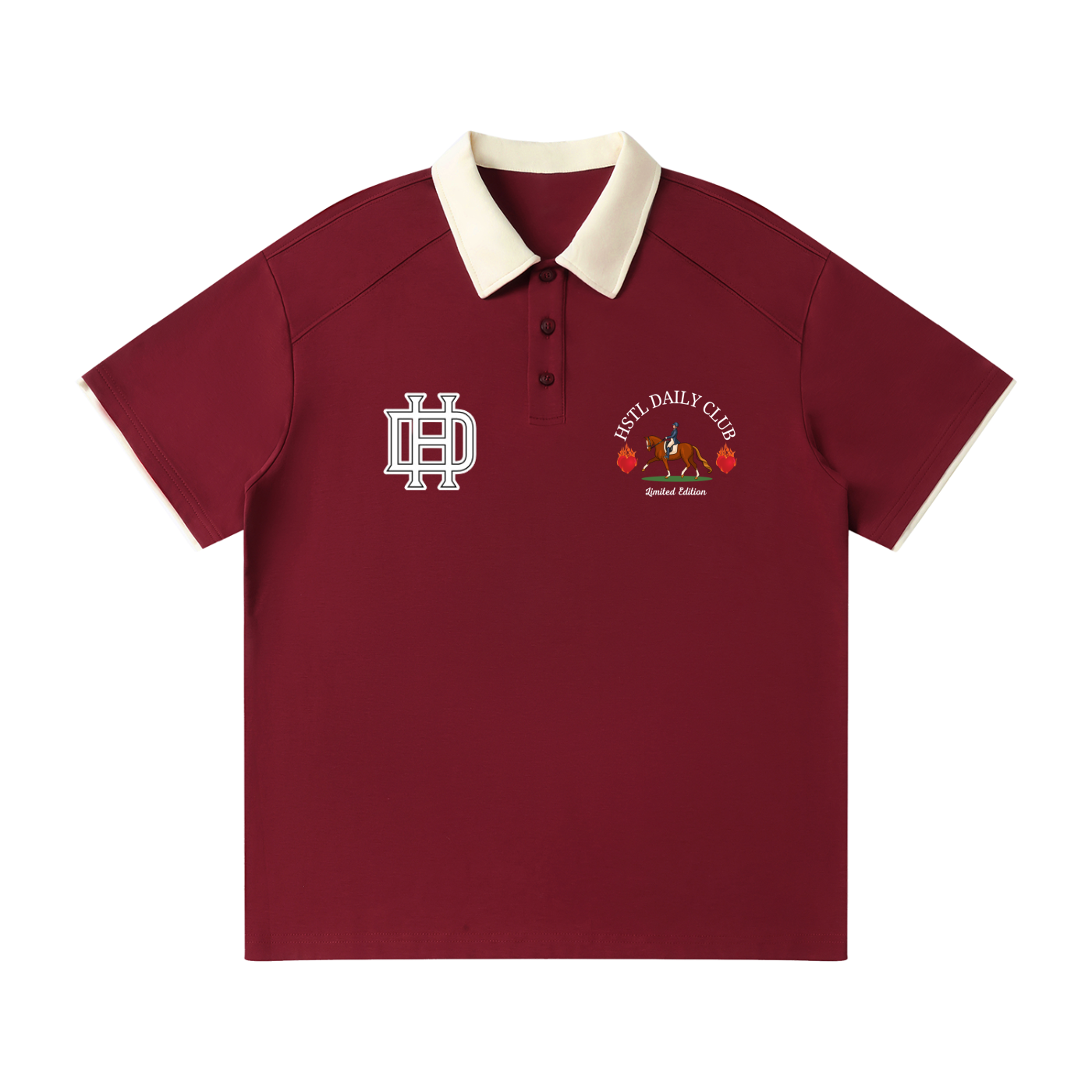 Contrast Collar Raglan Polo Shirt