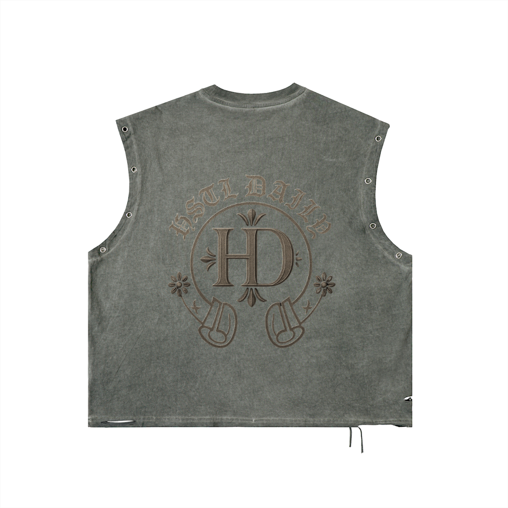 Distressed Grommet Eyelet Tank Top