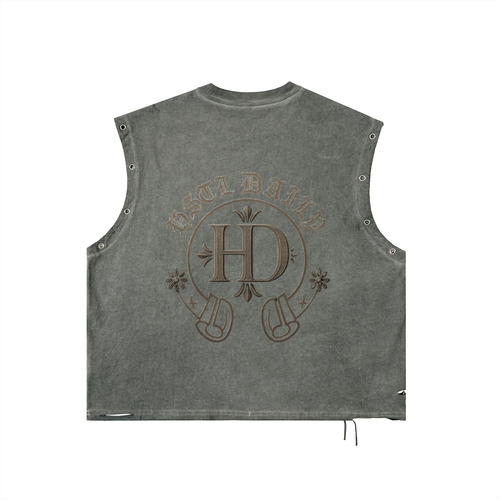 Distressed Grommet Eyelet Tank Top