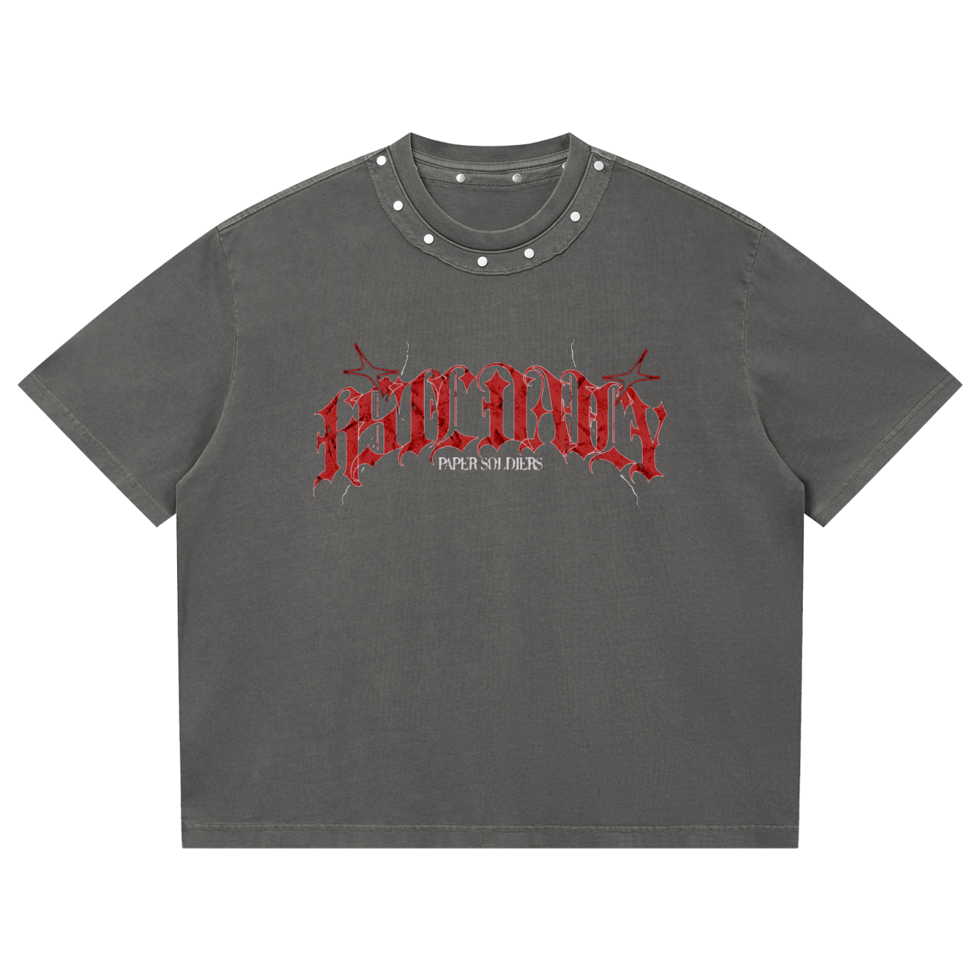 Unisex Washed Boxy Studded T-Shirt