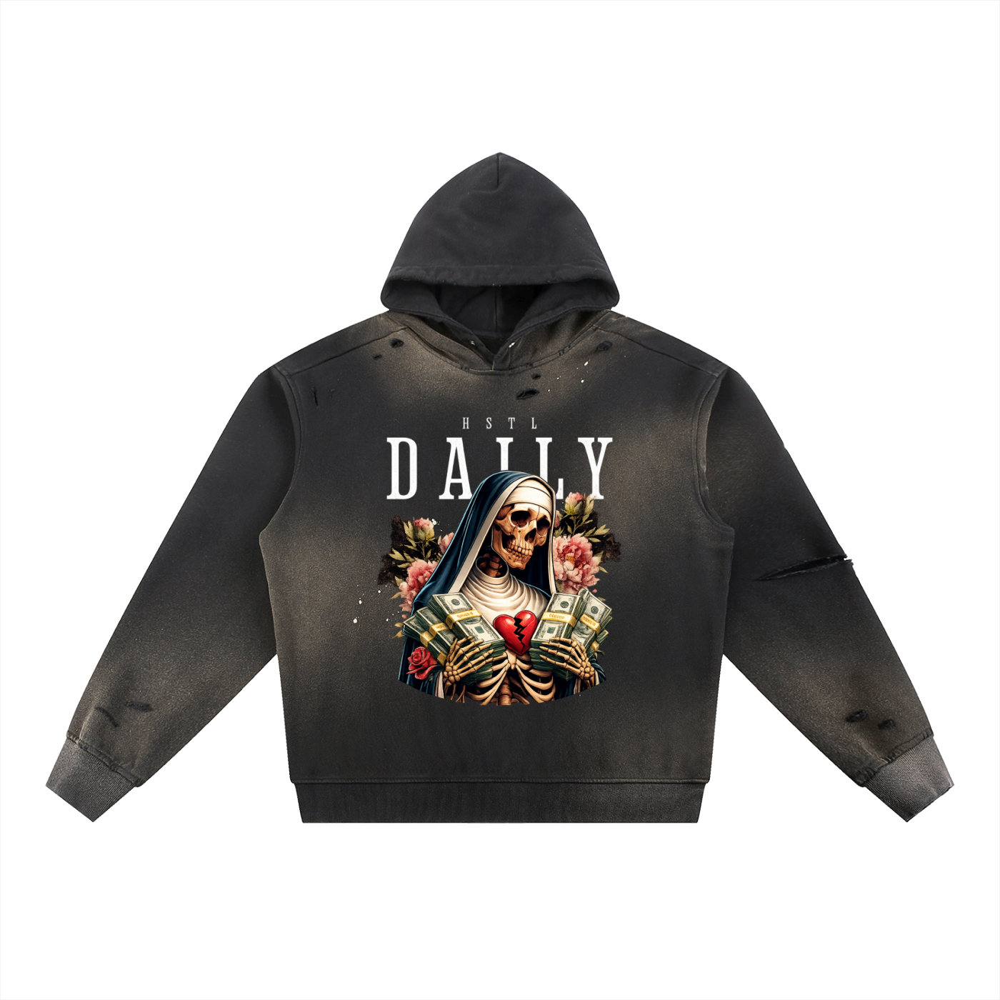 Sun Fade Frayed Fleece Hoodie