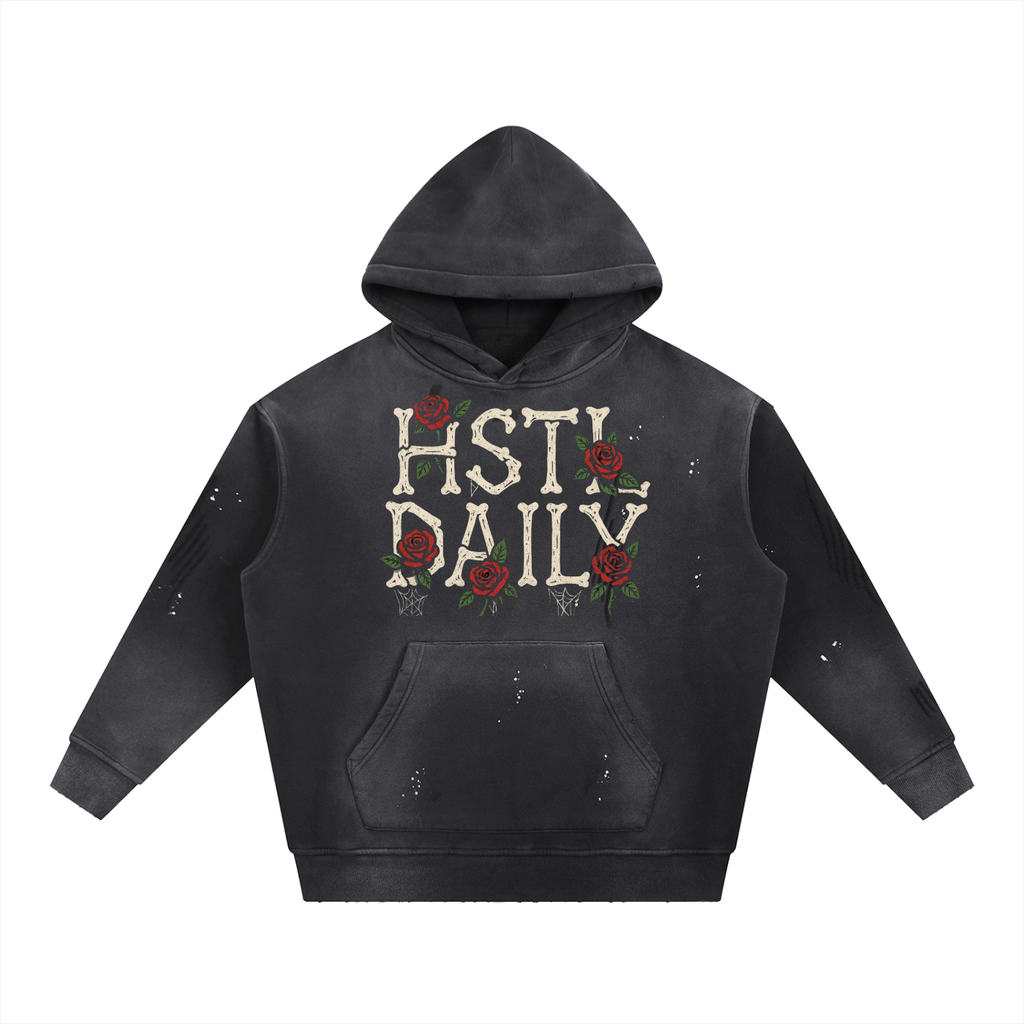 Vintage Washed Frayed Fleece Hoodie