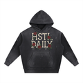 Vintage Washed Frayed Fleece Hoodie