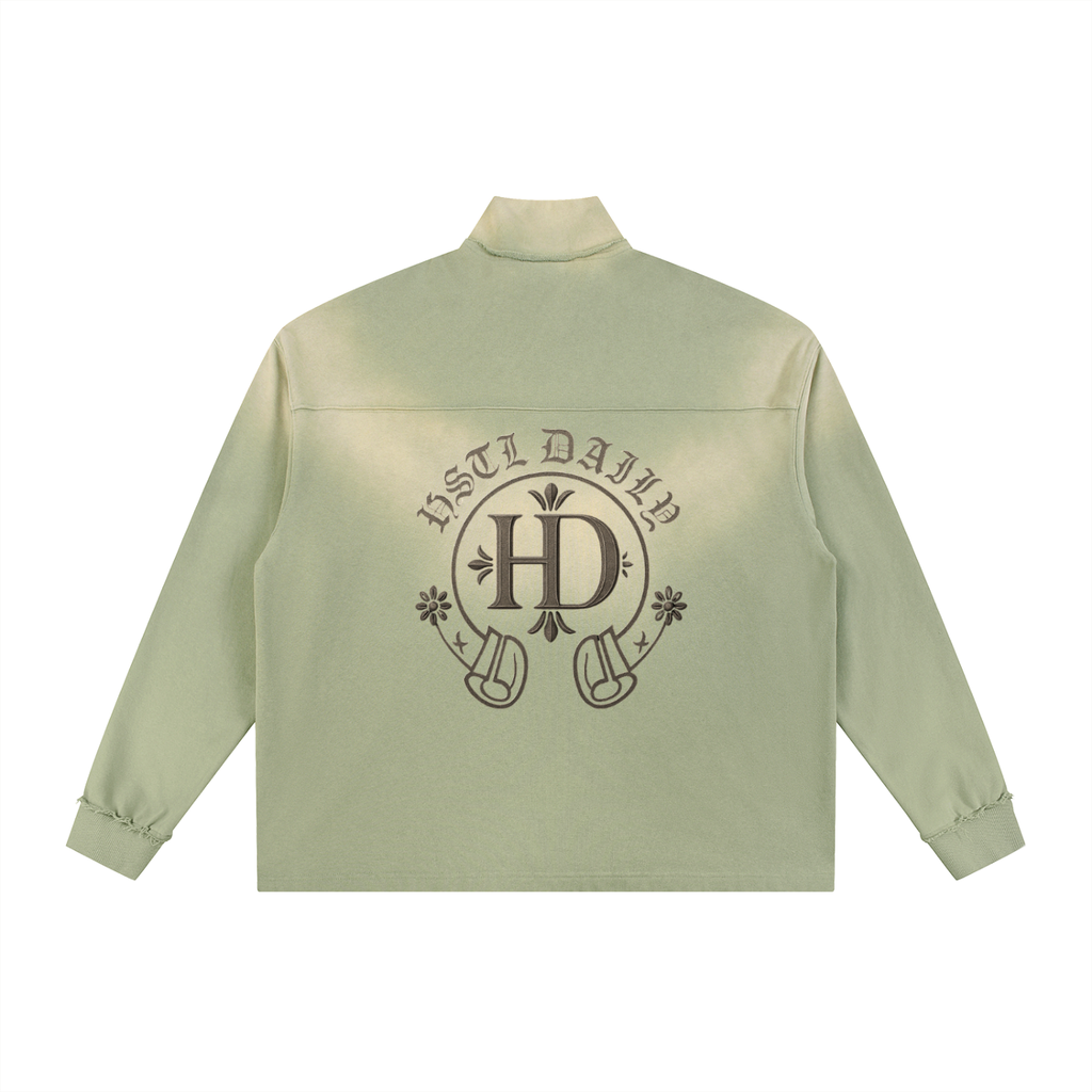 Sun Fade Raw Edge Quarter-Zip Sweatshirt