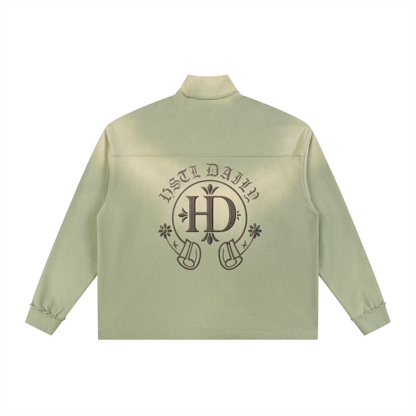 Sun Fade Raw Edge Quarter-Zip Sweatshirt