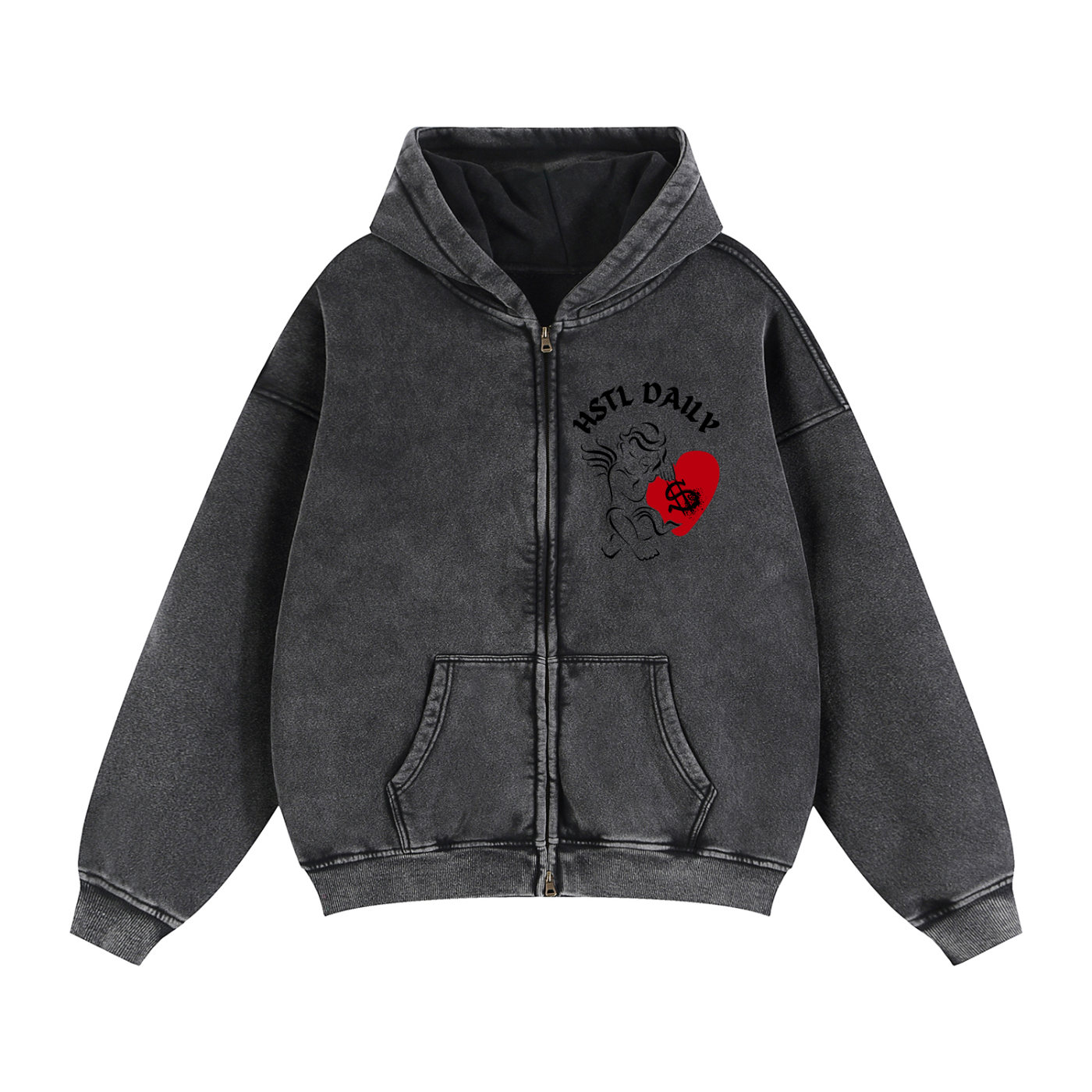 Zip-Through Boxy Fleece Hoodie