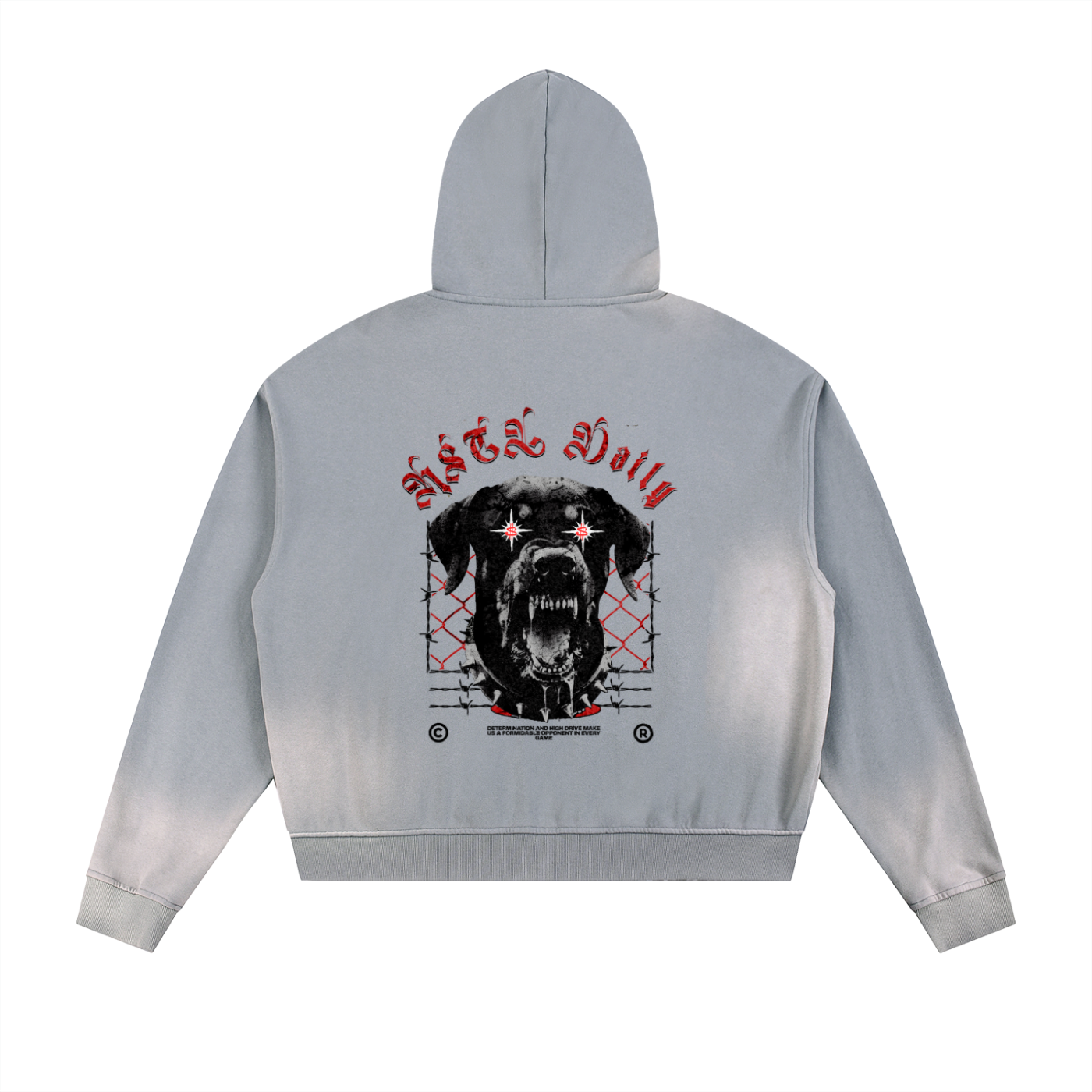 Sun Fade Frayed Raw Edge Fleece Zip Hoodie