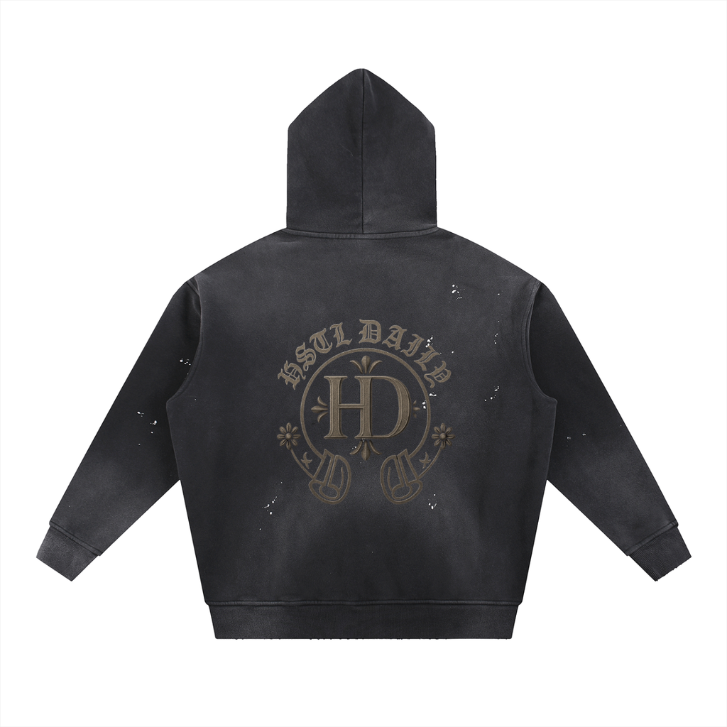 Men's Chrome HD Vintage Washed Frayed Fleece Hoodie