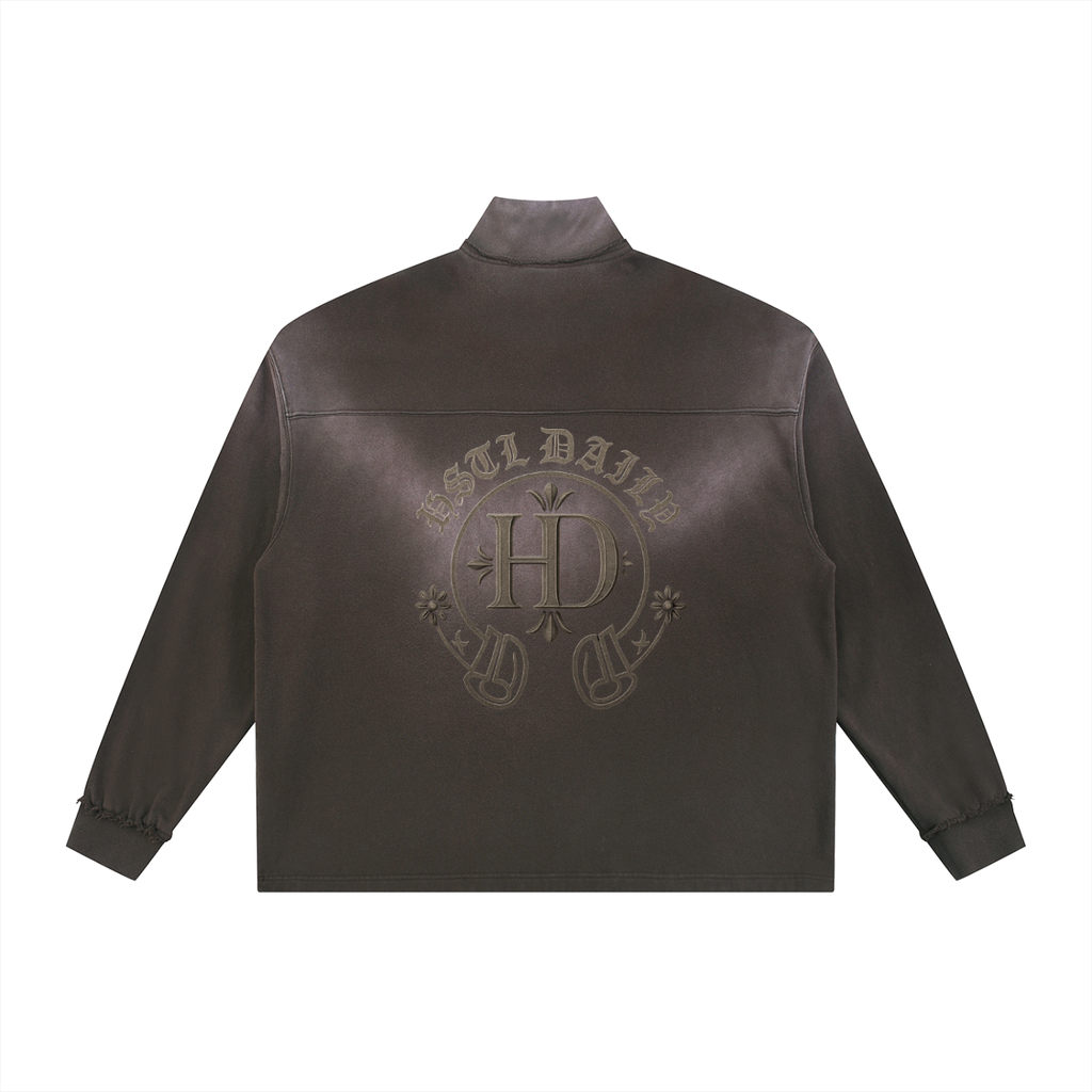 Sun Fade Raw Edge Quarter-Zip Sweatshirt