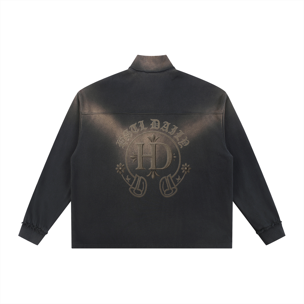 Sun Fade Raw Edge Quarter-Zip Sweatshirt