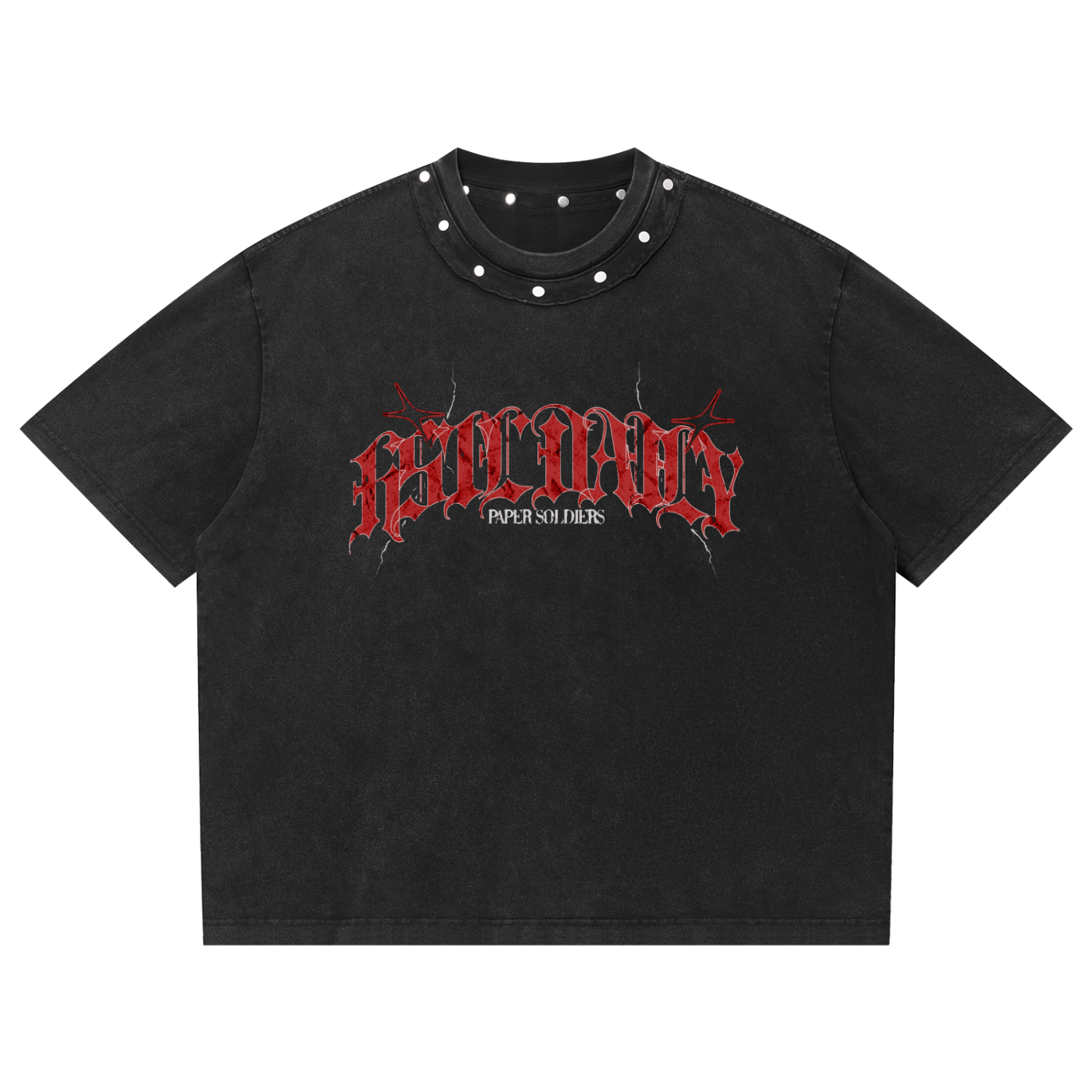 Unisex Washed Boxy Studded T-Shirt