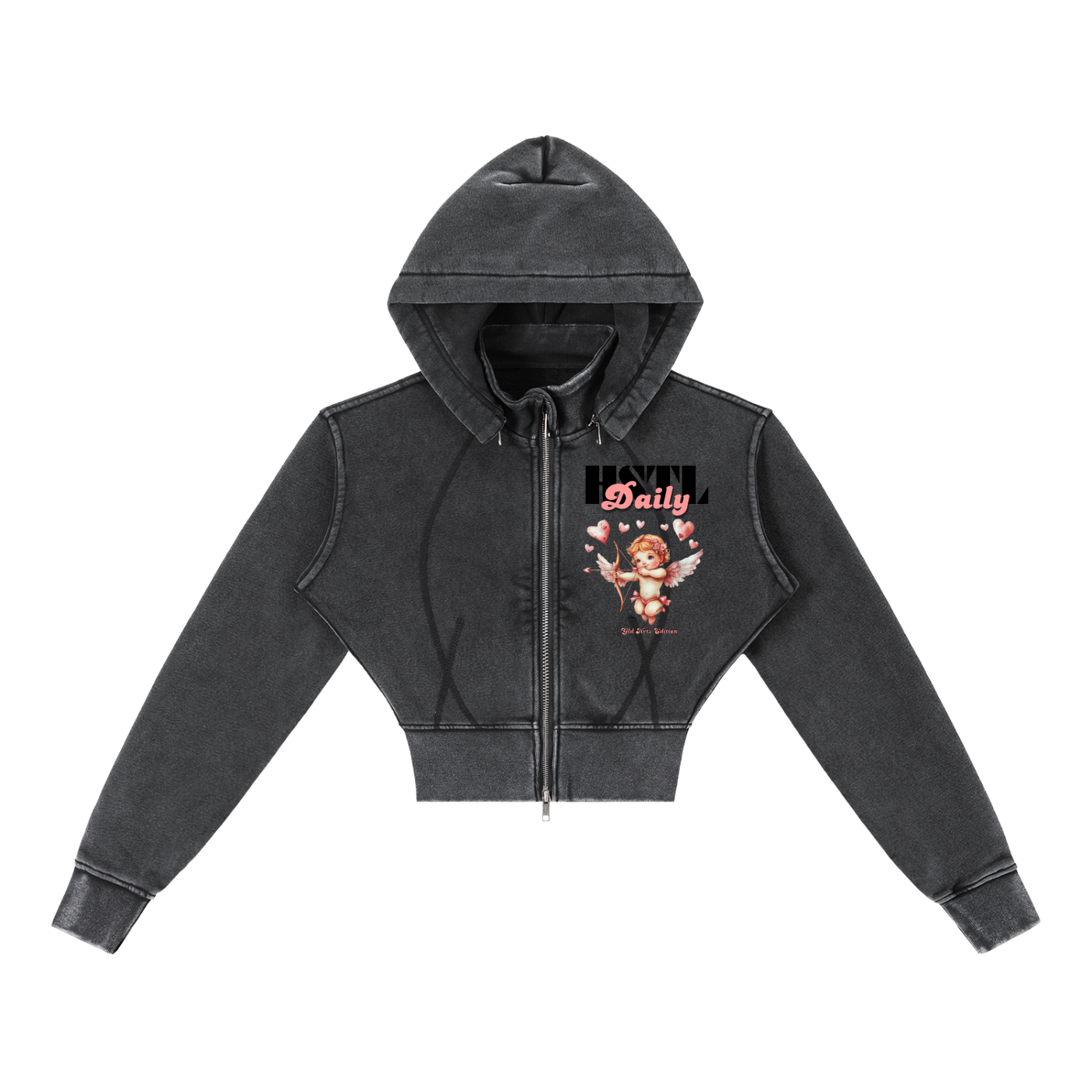 Vintage Washed Cropped Fleece Hoodie