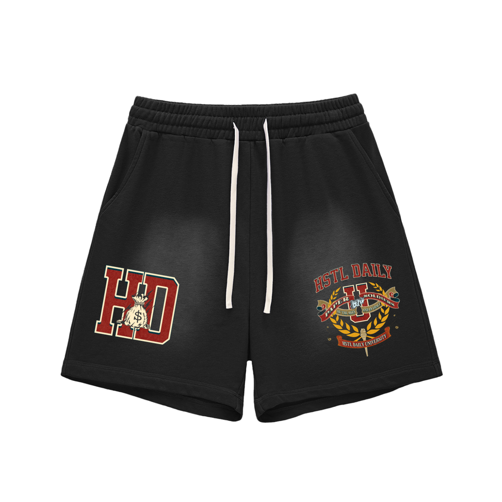 Sun Fade Raw Edge Cotton Shorts