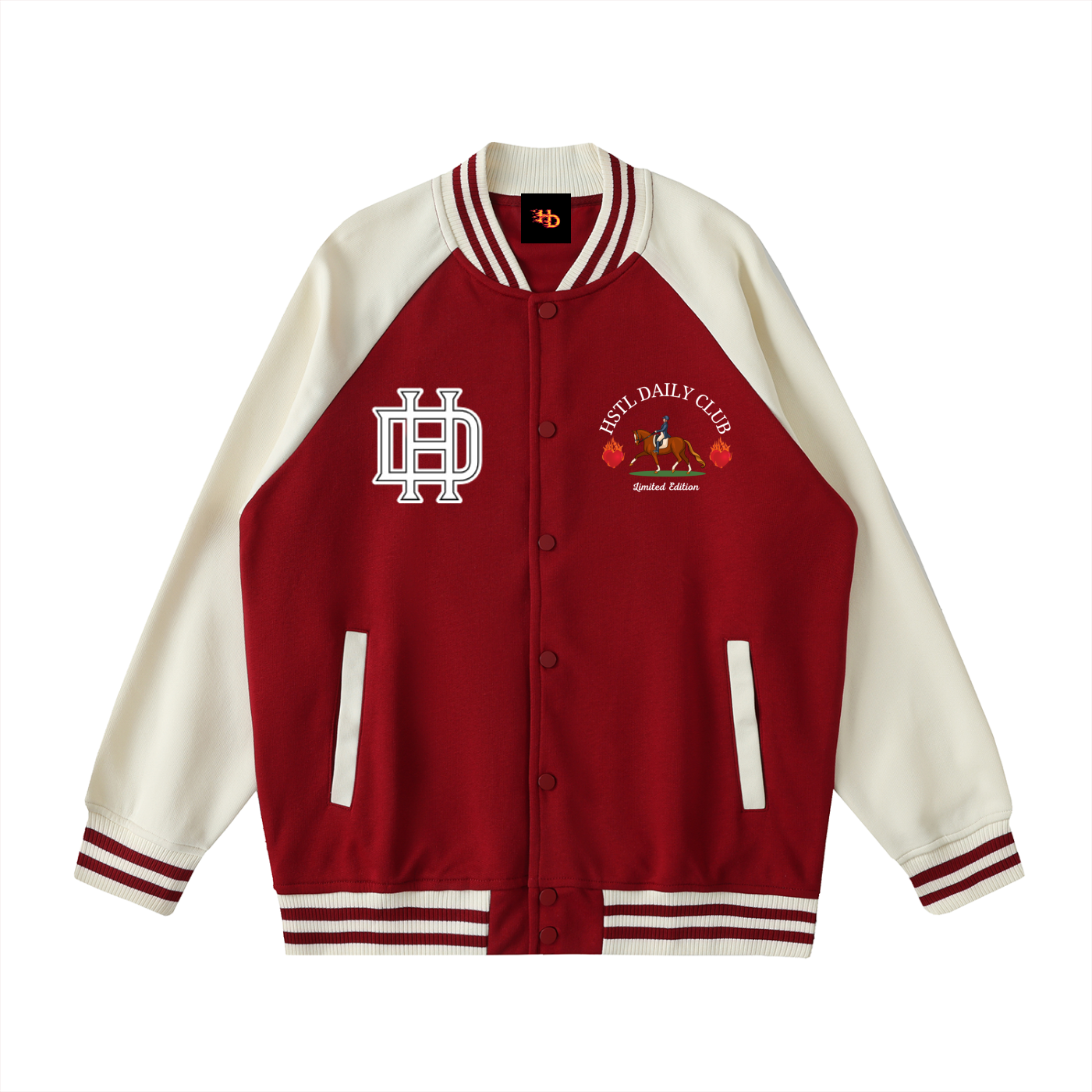 Two Tone Raglan Sleeve Varsity Jacket