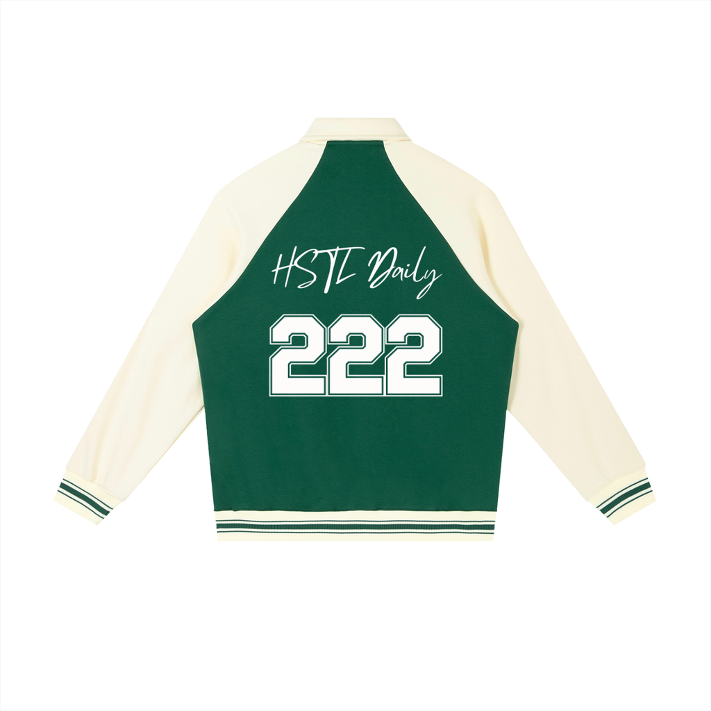 Contrast Raglan Sleeve Baseball Jacket