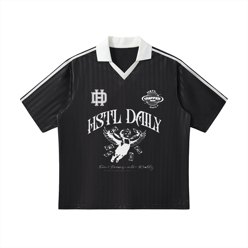 Contrast Collar Striped Soccer Jersey
