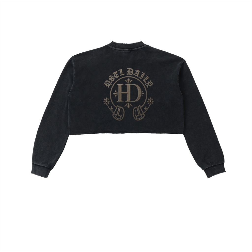 Women's Chrome HD Snow Washed Raw Edge Cropped Sweatshirt