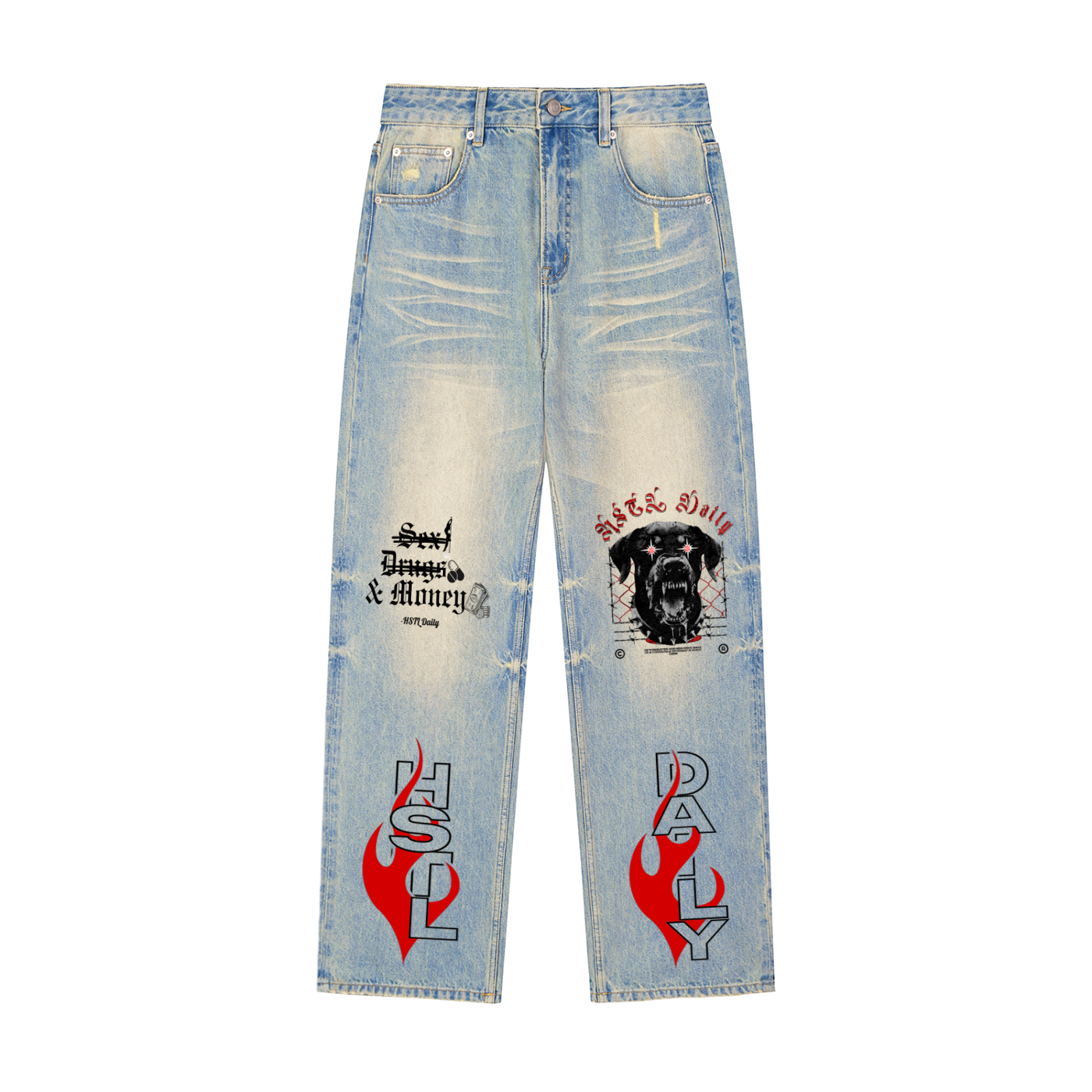 Underdog Sun Fade Raw Hem Denim Jeans