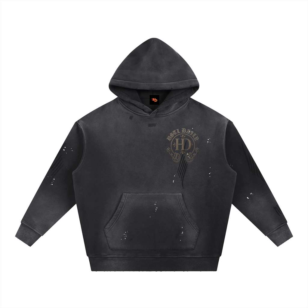 Men's Chrome HD Vintage Washed Frayed Fleece Hoodie