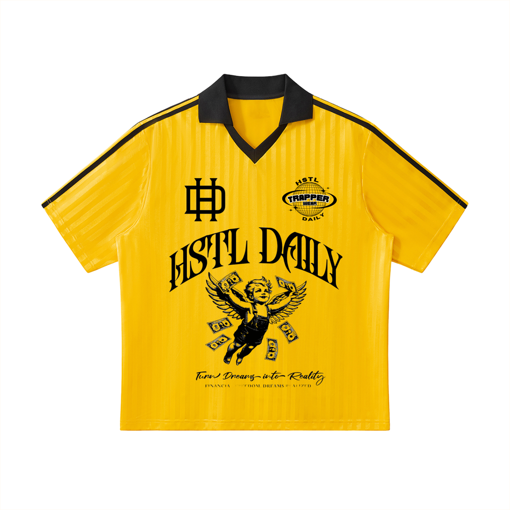 Contrast Collar Striped Soccer Jersey