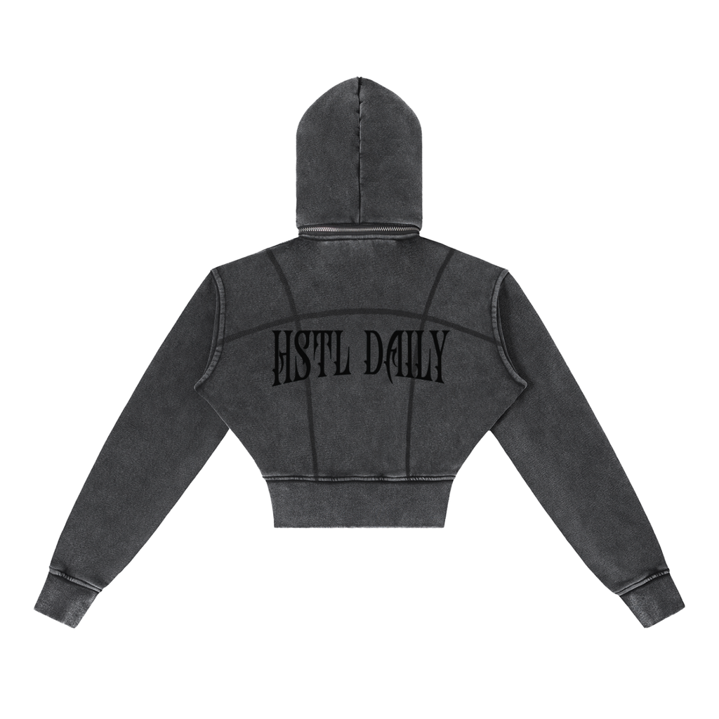 Vintage Washed Cropped Fleece Hoodie