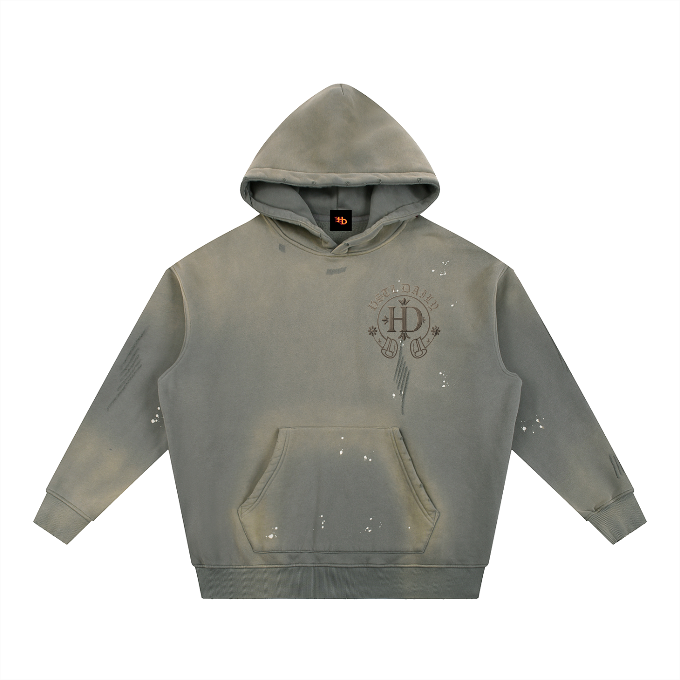 Men's Chrome HD Vintage Washed Frayed Fleece Hoodie