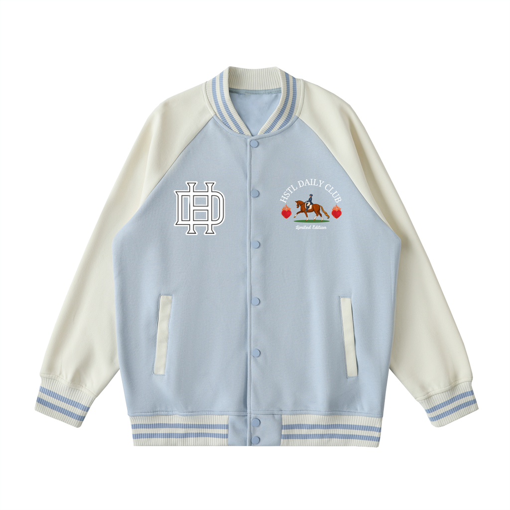 Two Tone Raglan Sleeve Varsity Jacket
