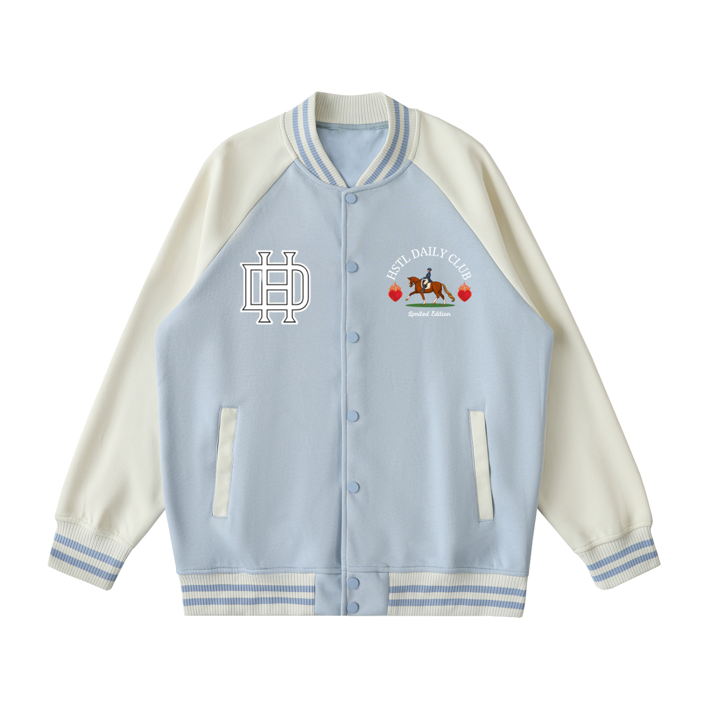 Two Tone Raglan Sleeve Varsity Jacket