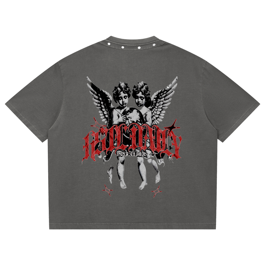 Unisex Washed Boxy Studded T-Shirt
