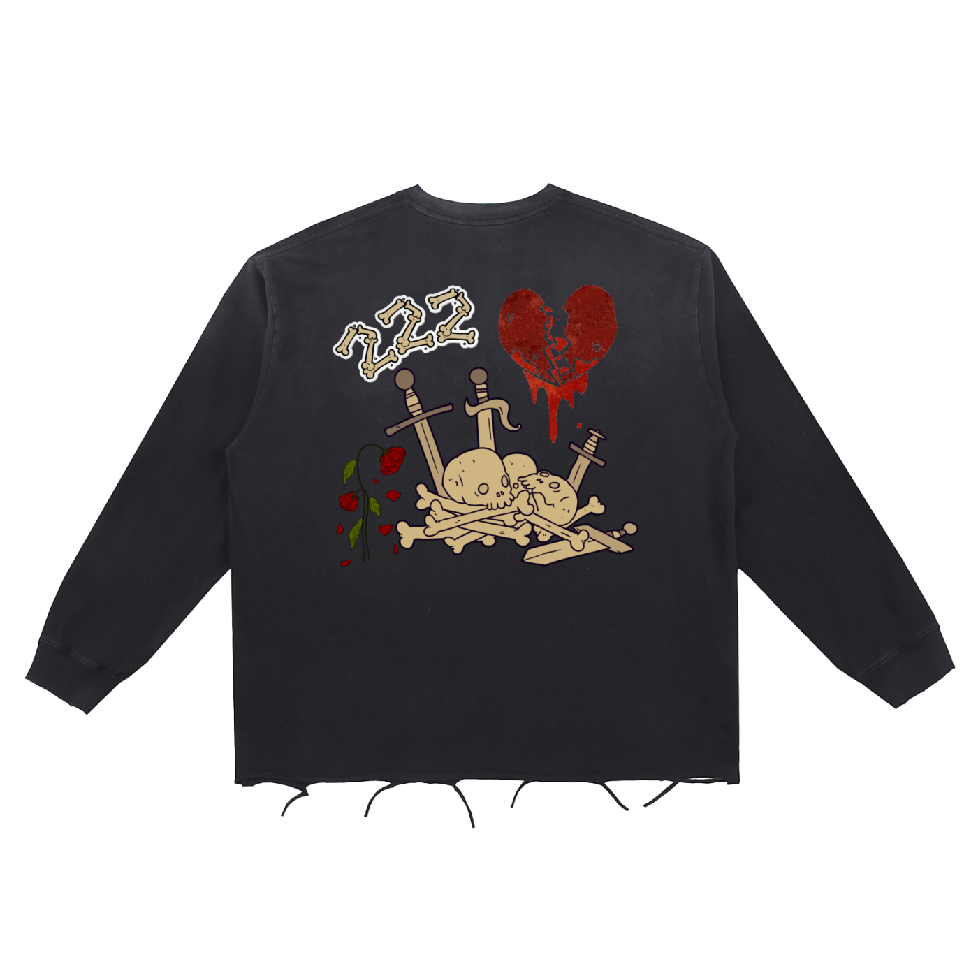 Snow Wash Raw Edge Cotton T-Shirt