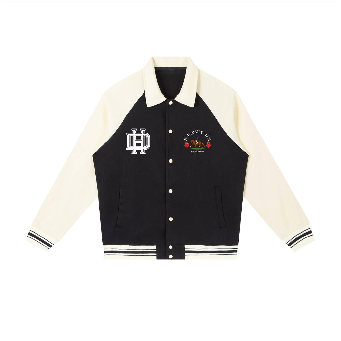 Contrast Raglan Sleeve Baseball Jacket